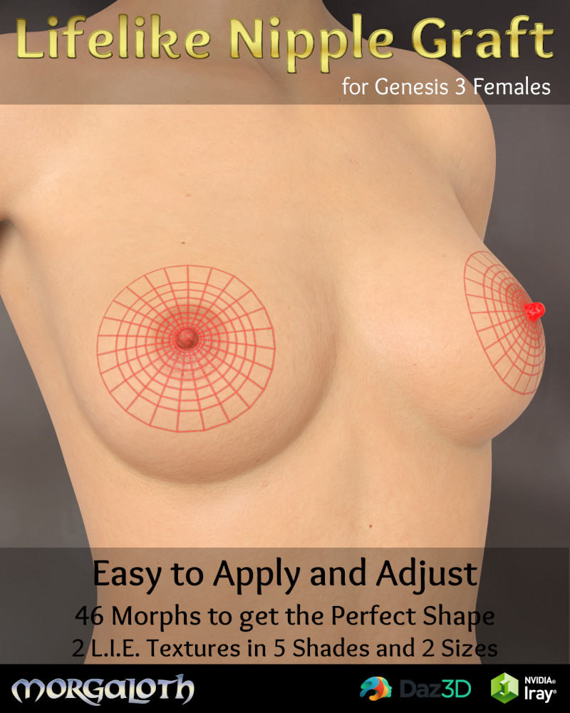 Lifelike Nipple Graft for Genesis 3 Females