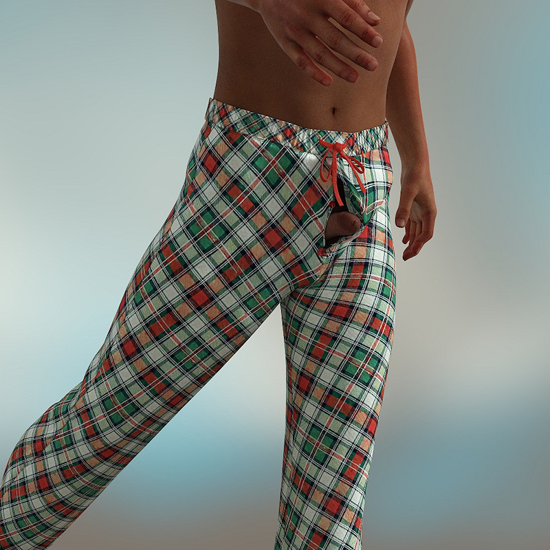 dForce Pajama with Open Fly Tartan Adult Version G8 Male