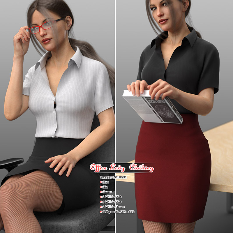 dForce Office Lady Clothing & Poses For Genesis 8 Female