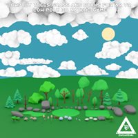 LowPoly Trees Grass and Rocks for AR VR Low-Poly 3D Nature Game