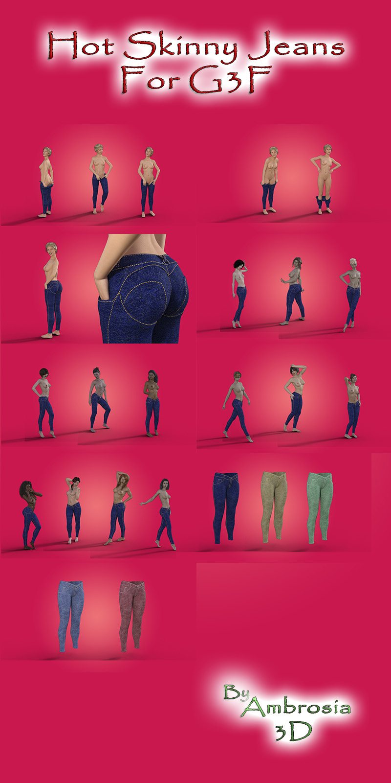 Ambrosia3d Hot Skinny Jeans For G3F